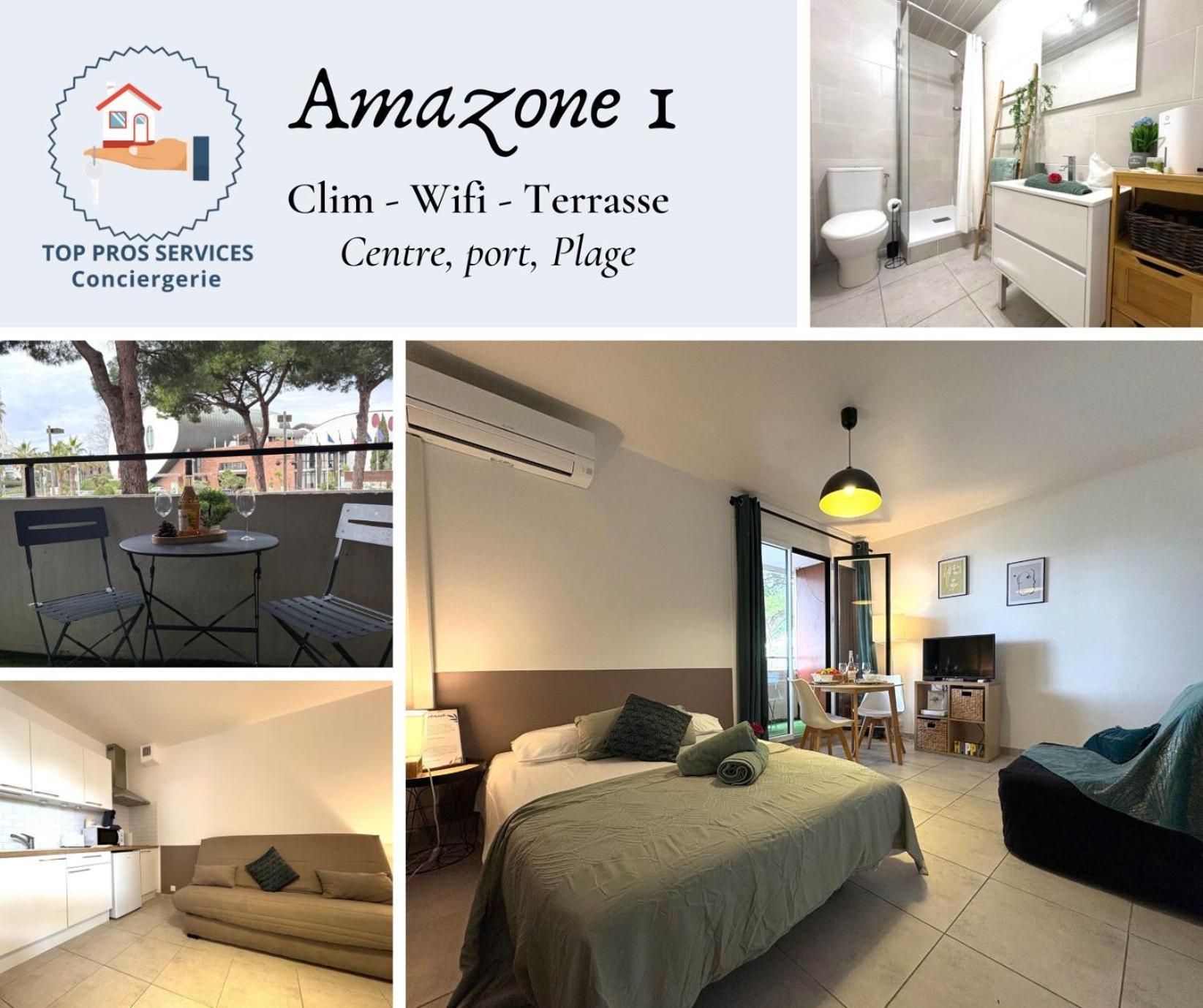 L'Amazone Studio Plein Centre Plages A 2Min Clim Wifi Sur Le Port - Top Prosconciergerie- La Grande Motte Luaran gambar